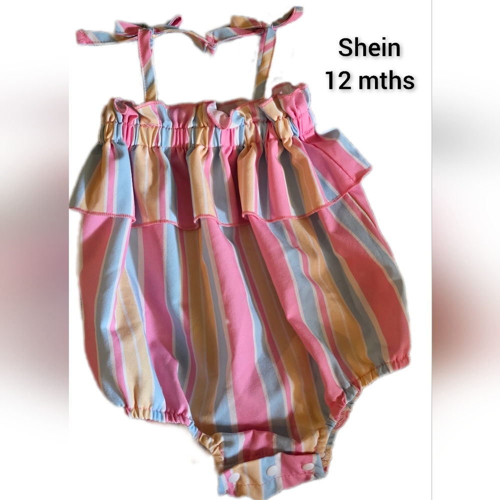 SHEIN Multicolor Striped Baby Romper